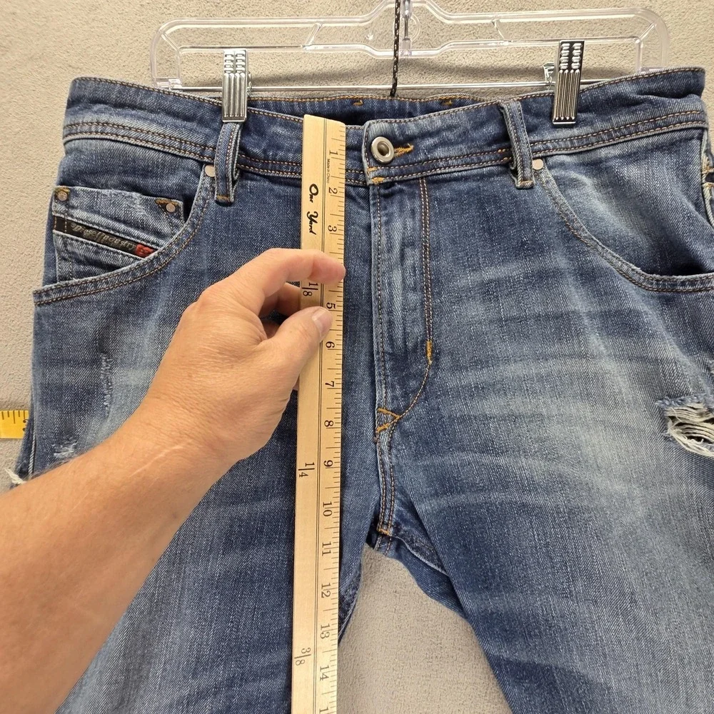 Diesel Jeans Mens 31x30 Blue‎ Krayver Regular Slim Carrot Thrashed R6DZ4